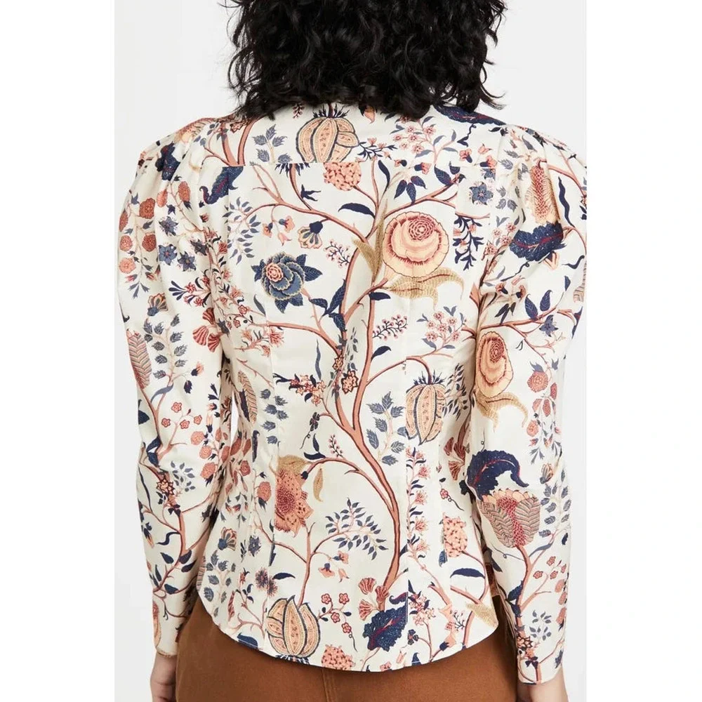 Ulla Johnson Harriet Long Sleeve Blouse in Daisy Women's Size 00 Cream Floral